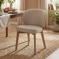 YOUNIKE Dining Chair with High Back Single Mid Century Modern Kitchen Chair Faux Leather Upholstered Armless Accent Chair 20" Wide Padded Seat with Wooden Legs for Dining Living Room Bedroom Khaki