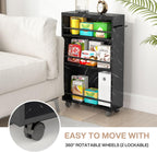 Tribesigns Slim Storage Cart, Rolling Narrow Kitchen Cart on Wheels for Small Place, 4-Tier Slide Out Slim Utility Cart Skinny Laundry Cart with Handle for Kitchen, Bathroom, Laundry (Contemporary)