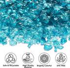 Crushed Glass for Resin Art, DIY Crafts, and Home Decor - 0.9LB Turquoise Broken Glass Pieces 3-6mm, for Vase Fillers, Tabletop Fire Pit, and Aquarium Rocks