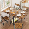 Garvee Dining Table Set for 4,Foldable Dining Table with 4 Foldable Chairs, Rectangle Space Saver Table and Chairs Set with Swivel Wheels, for Small Space,Apartment,Kitchen,Dining Room, Rustic Brown