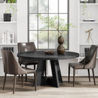 Tribesigns 47 inch Round Dining Table Wood Kitchen Table for Dining Room, 47" Dinner Room Tables for 4-6, Farmhouse Accent Furniture with Wooden Tabletop and Cross Base, Black