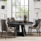 Tribesigns 47 inch Round Dining Table Wood Kitchen Table for Dining Room, 47" Dinner Room Tables for 4-6, Farmhouse Accent Furniture with Wooden Tabletop and Cross Base, Black