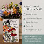 Steel Mill & Co. Ceramic Book-Shaped Vase, Through the Looking Glass | Original Large Decorative Vases for Home Decor, Cute Classic Bookshelf Decor, Unique Vase for Book Lovers