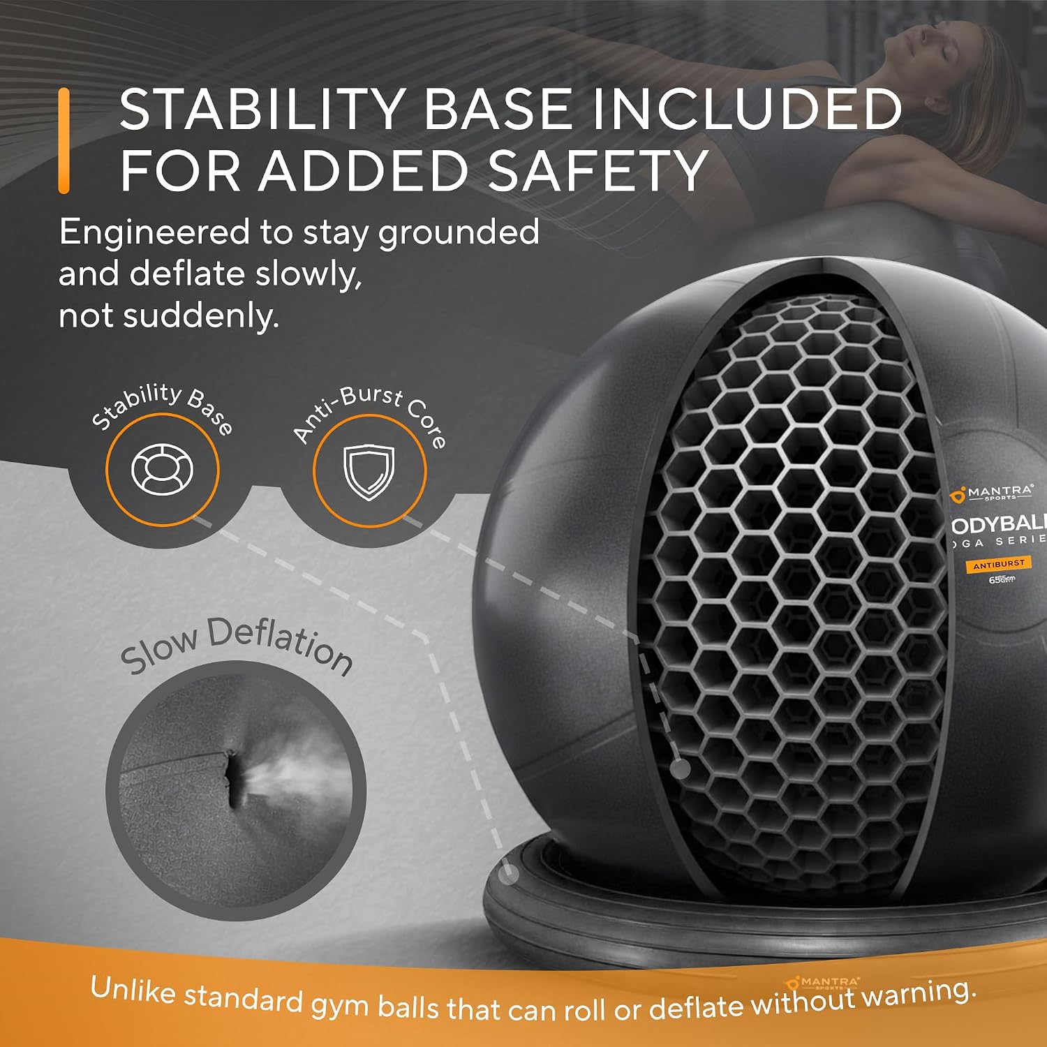 Yoga Exercise Ball Chair for Office Desk with Base, Ideal for Pregnancy, Birthing, Stability Exercises & Fitness. Swiss Stability Birth Ball for Labor, Gym & Workouts.