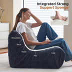Bean Bag Chairs for Adults Teens Kids, Fireside Chair Bean Bag Lounger with Memory Foam Filled, Bean Bag Sofa for Living Room, Dorms, Apartments, Reading Corner(Blue Grey Plush)