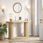 Garvee Fluted Console Table, 42.5 Inch Narrow Wood Entryway Table with Storage Shelf, Sofa Table Behind the Couch, for Hallway, Living Room, Foyer, Entrance, Natural Oak