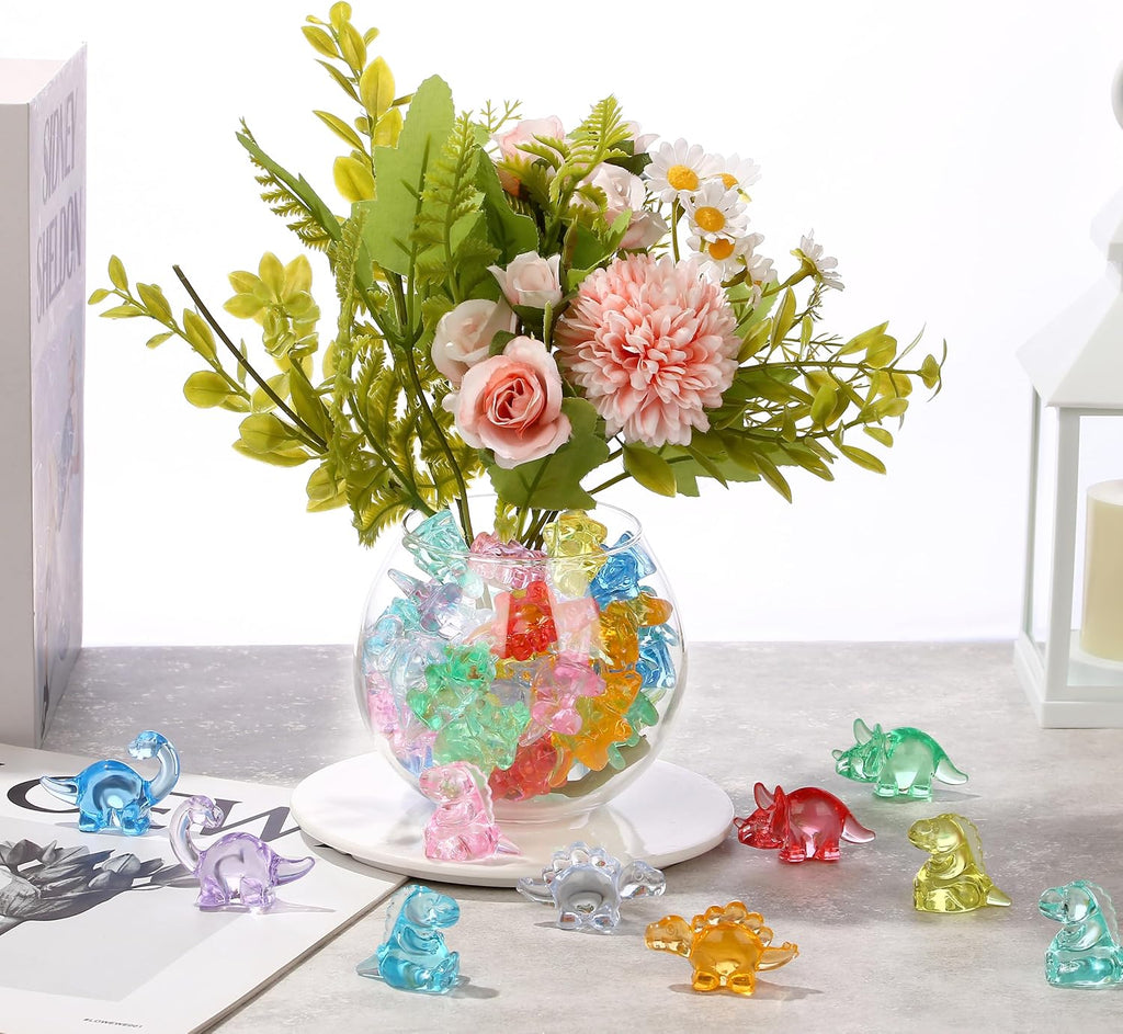 LAIDANLA Mini Dinosaur Figures Small Resin Animals to Hide Plastic Dinosaurs in Bulk for Sensory Bin Treasure Miniature Dinosaur Party Favors Gifts Easter Egg Vase Filler Crafts Cute Trinkets Desk