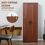 63" 2-Door Kitchen Pantry,Freestanding Storage Cabinet with 5-Tier Shelving and 2 Adjustable Shelves for Dining Room,Brown
