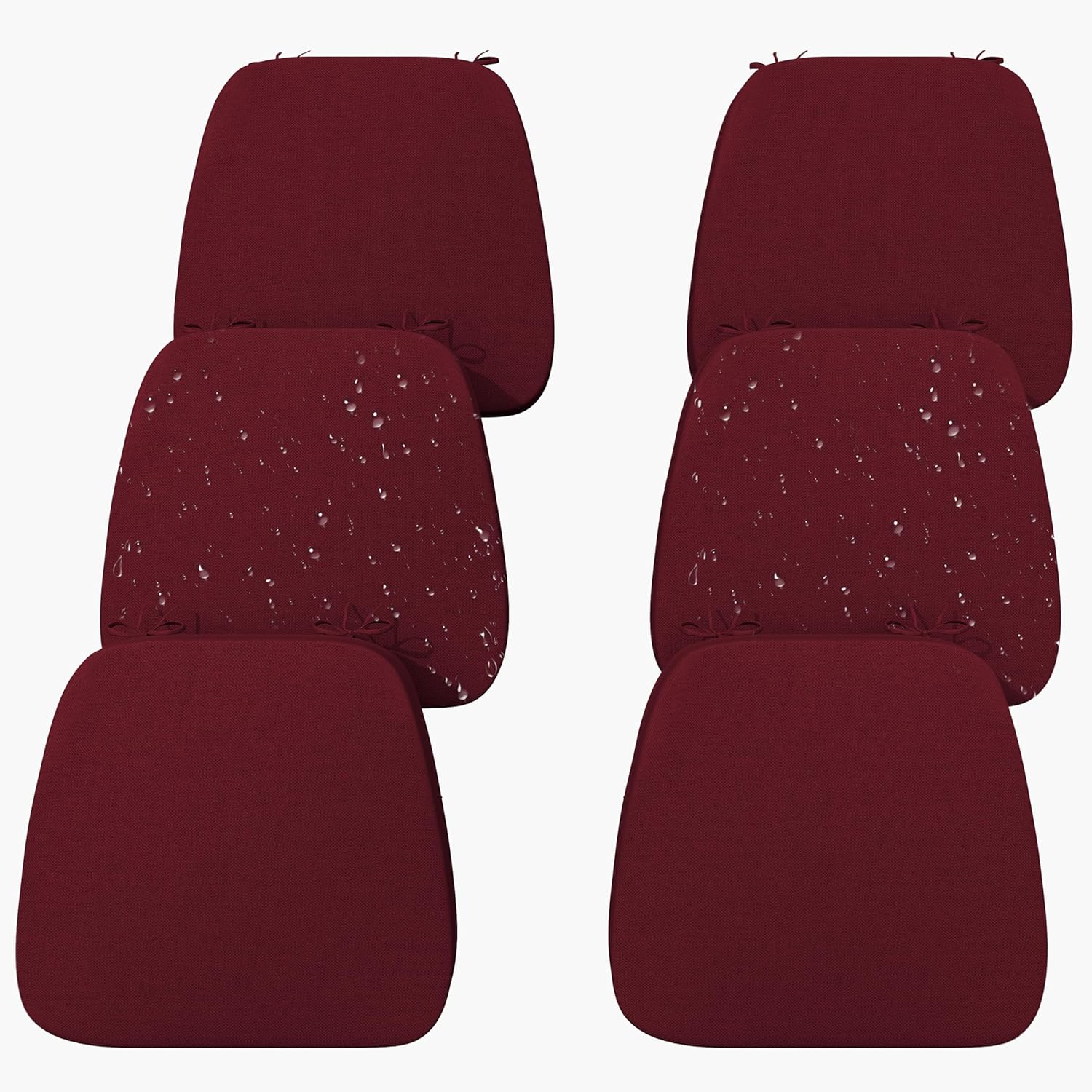 17'' x 16'' x 2.5"Thick Chair Cushions for Dining Chairs, 6 Pack WaterProof Easy Clean Kitchen Chair Pads with Ties and Non-Slip Backing - 30D High Elastic Foam Soft Kitchen Chair Cushions