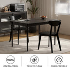 Oak Dining Chairs, Kitchen Chairs, 100% Solid Wood Modern Dinner Chair with Curved Backrest, Dining Room Chair for Kitchen, Living Room, Study (4PK, Black)