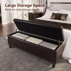 FiveWillowise Storage Ottoman Bench,51-Inch Large Storage Bench for Bedroom End of Bed, 30 Gallons Faux Leather Ottoman with Storage for Bedroom, Living Room, Entryway, Chocolate