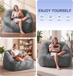 Hobestluk Bean Bag Chair Plush Accent Chair Armrest Living Room Adult Brown | Memory Foam Filled Oversized Large Cozy Comfy Plush Chair Lazy Sofa Living Room Bedroom Dorm Reading Gaming Washable cover