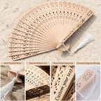 Personalized Handheld Fan Foldable Custom Fans for Wedding Guests Custom Wooden Fan Bulk with Engraved Text Tassel Yarn Bag Personalized Beach Wedding Fans Favors Gifts for Guests Friends (30)