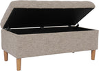 Homepop Home Decor | Tufted Ainsley Button Storage Ottoman Bench with Hinged Lid | Ottoman Bench with Storage for Living Room & Bedroom,Midtone Gray