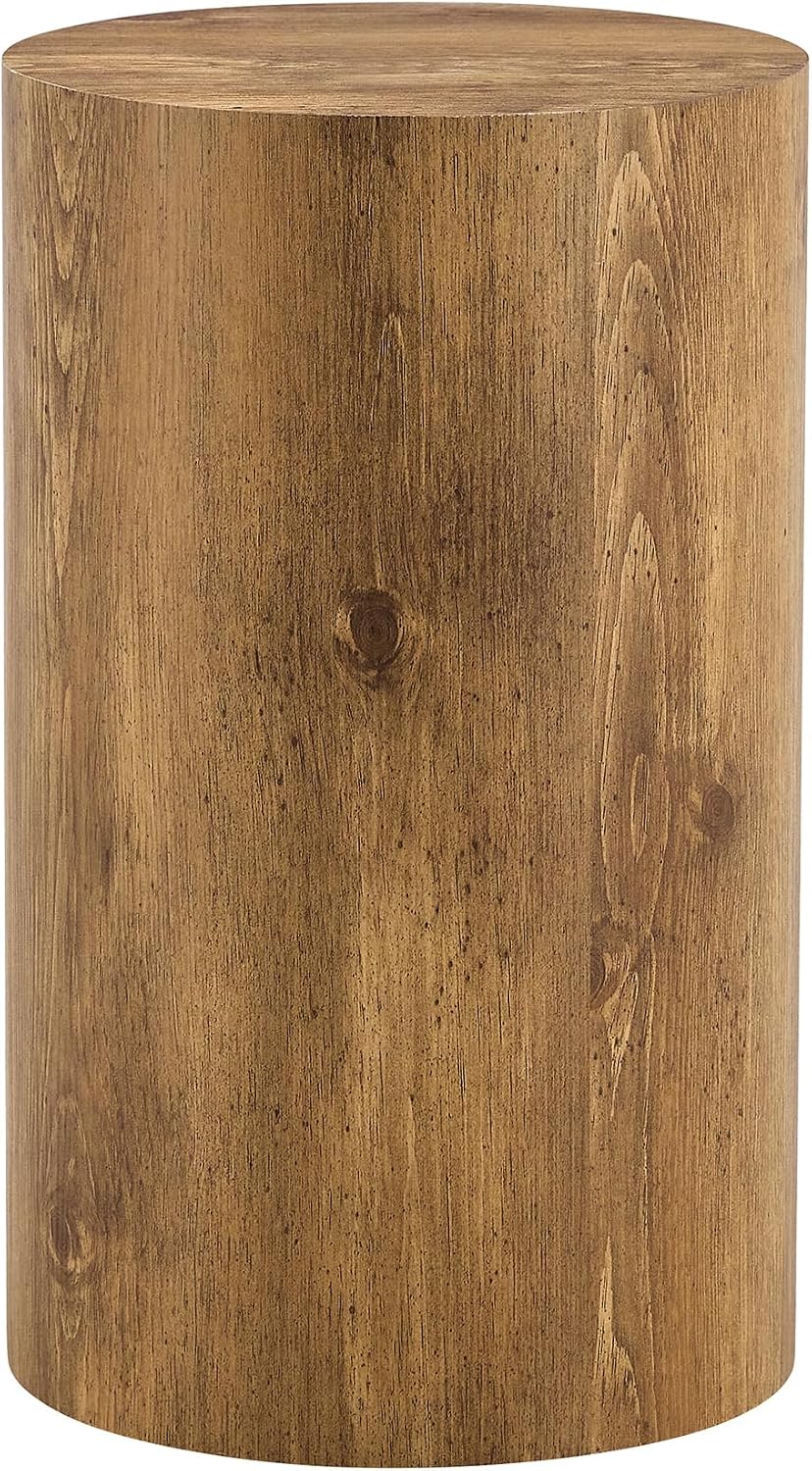 Wooden End Table Round Side Table Imitation Marble Grain Coffee Table Modern Bedside Nightstand Table for Living Room,Office, Apartment,Fully Assembled