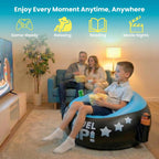 Inflatable Gaming Chair for Kids – Supports Up to 300 lbs, Includes Air Pump, Cup Holder, 2 Pockets – Durable Bean Bag Seat, Comfy Kids Gaming Chair & Top Gamer Chairs for Kid Room