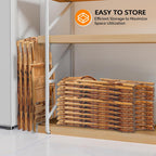 VINGLI Bamboo Folding Chair, Foldable Dining Wood Chairs Comfortable Seat for Outdoor & Indoor, Patio, Porch, Wedding, Party, Event,Brown (4 Pack)