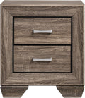 Washed Taupe 2-Drawer Rectangular Nightstand,for Small Spaces