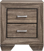 Washed Taupe 2-Drawer Rectangular Nightstand,for Small Spaces