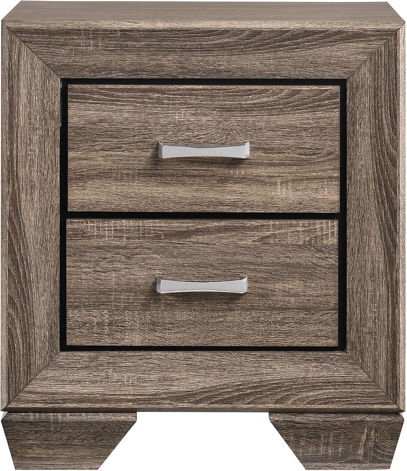 Washed Taupe 2-Drawer Rectangular Nightstand,for Small Spaces