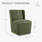 KISLOT Dining Chairs with Casters Require Assembly Upholstered Wingback Single Sofa Armless Deskchair for Bedroom Waiting Room Kitchen Diningroom