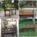 DRemdo Wooden Garden Benches, Tree Benches, 35"，47"，59" Double Wooden Benches, Brown Wooden Benches, Wooden Tables with Flat Noodles seat(90 * 40 * 35cm)