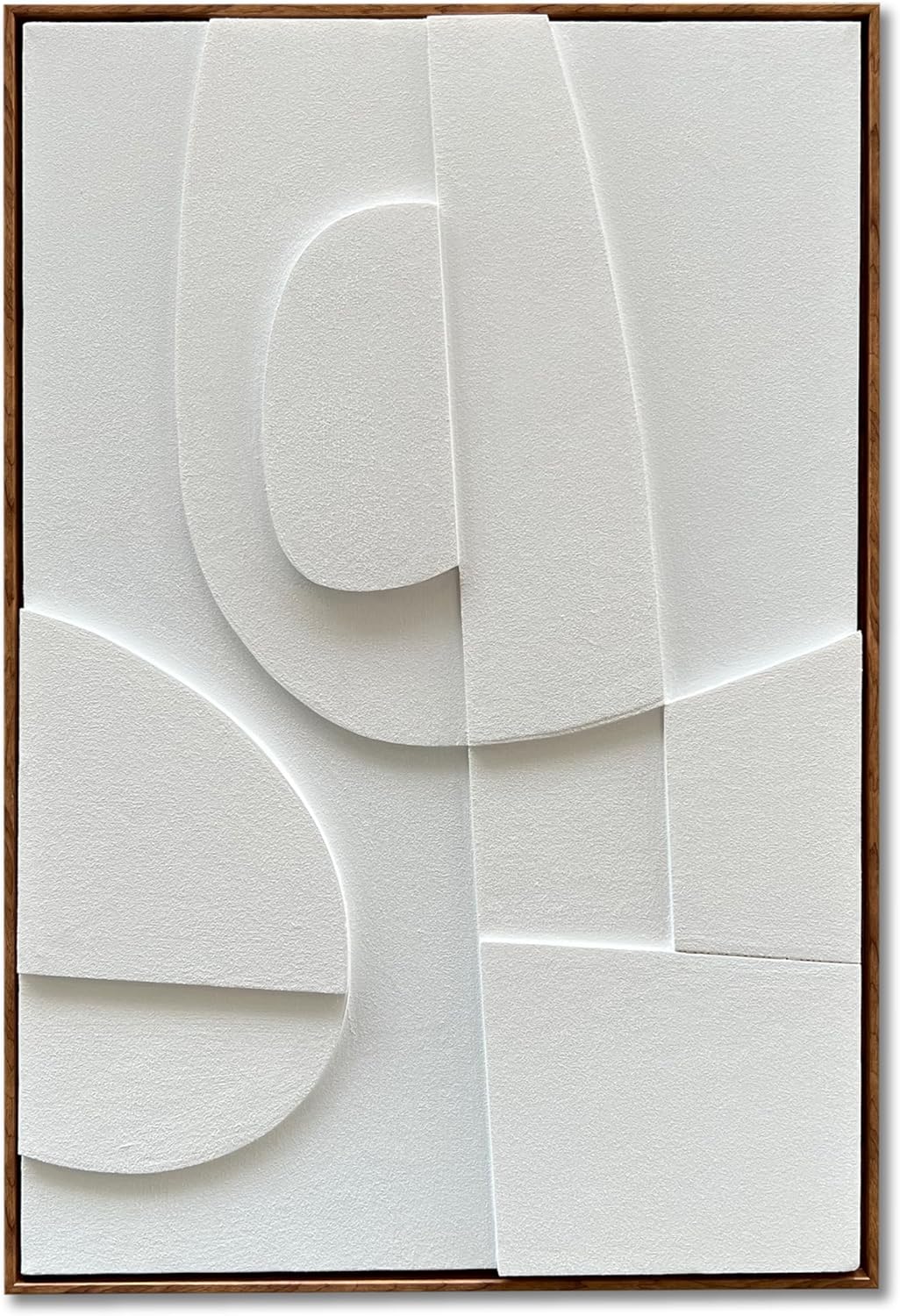 NANKAI Art Hand-Painted Three-Dimensional White Texture Art Modern Minimalist Decorative Oil Painting for Home, Office, Corridor and Wall Decoration 36x24 Inches (with Solid Wood Exterior Frame)