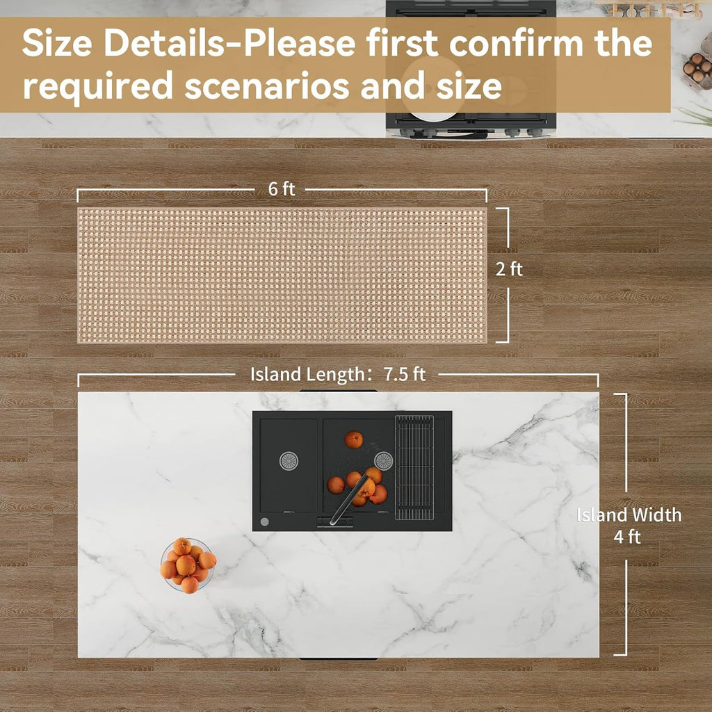 YDKGL 2x6 ft Kitchen Runner Rug Mat Non Slip Boho Woven Hallway Runner Washable, Soft Long Entryway Laundry Hall Floor Runners Rugs Carpet for Indoor Backdoor Bedroom Kitchen Living Room, Brown