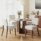 MALOL Upholstered Dining Chairs Set of 4, Fabric Kitchen Chairs with Padded Seat & Back, Solid Wood Legs, Modern Simple Dining Room Chairs for Kitchen, Dining Room, Living Room, Beige