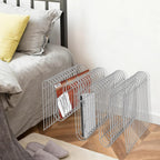 Metal Side Table,Creative Shape Bedside End Table with Magazine Rack,Wire Cube Storage Rack,Multi-Purpose Desktop Shelf for Compact Spaces,Living Bedroom Office Apartment (Silver, 16.92x11.8x11.8″)