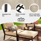 LOKATSE HOME Single Sofa Chair with Ottoman for Living Room Porch Garden Balcony, Beige