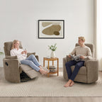 Oversized Nursery Rocking Chair, 360° Swivel Glider Recliner Chair, Chenille Silent Nursery Chair with 2 Pillows and Footrest, Cozy Reclining Sofa for Living Room, Bedroom, Nursing, Camel