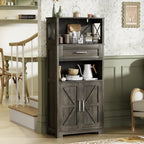 kepptory 55" Tall Kitchen Pantry, Farmhouse Storage Cabinet with Doors, Shelves and Drawer, Rustic Wood Cupboard for Kitchen, Dining Room