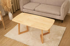 Mid-Century Modern Rectangular Coffee Table, Solid Wood Small Coffee Table with Unique Z-Shaped Legs, Minimalist Natural Wood End Table for Living Room, Apartment, Small Space, Easy Assembly
