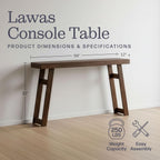 Alaterre Furniture Lawas Solid Wood Console Table - 56 Inch Modern Farmhouse Entryway Table - Easy Assembly Living Room Furniture for Behind The Couch, Entryway, or Hallway (Brown)