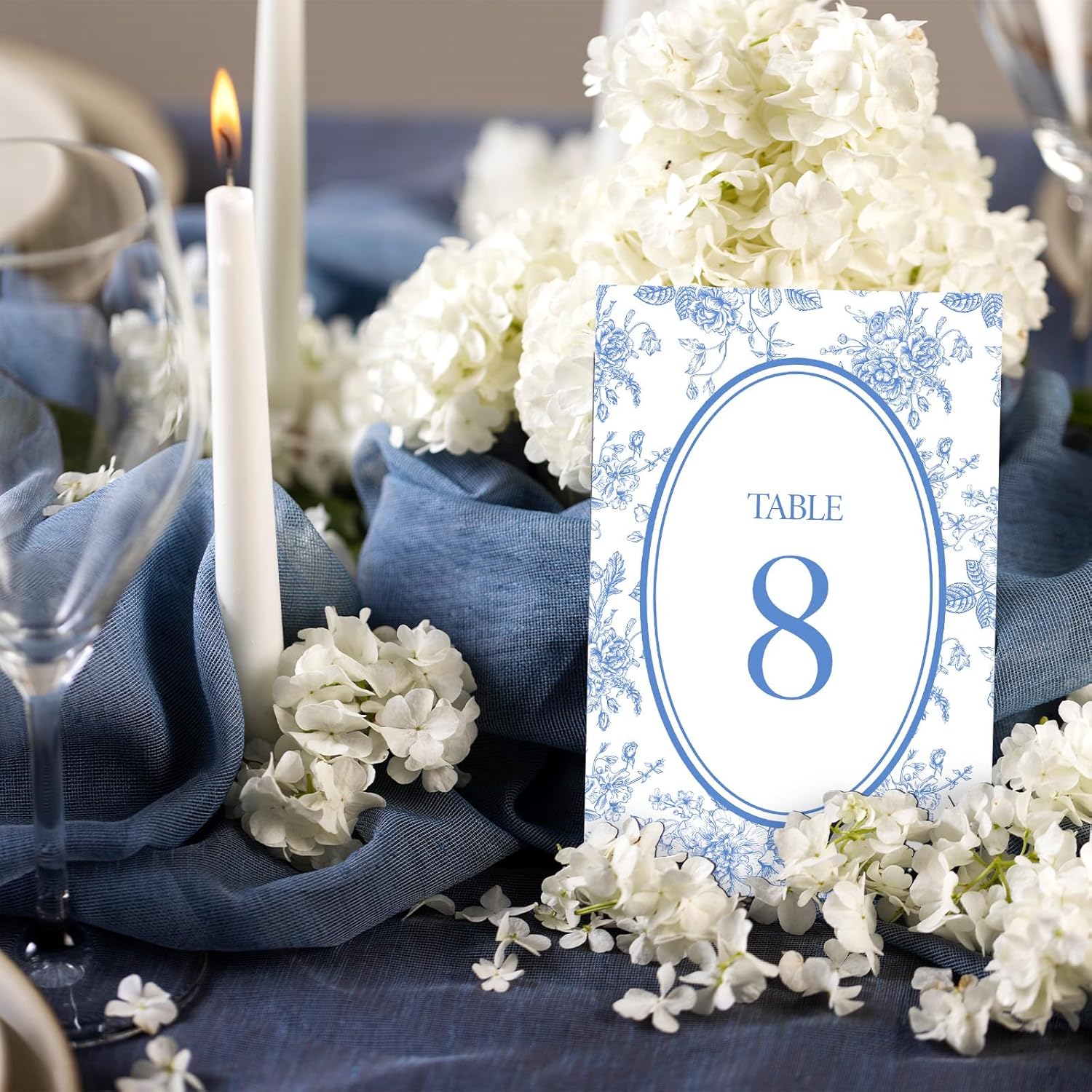 FYSUIMU Wedding Table Numbers 1-30 Chinoiserie Flower Number Place Cards 4 x 6 Inch Blue Floral Table Number Labels for Birthday Bridal Baby Shower Reception Party