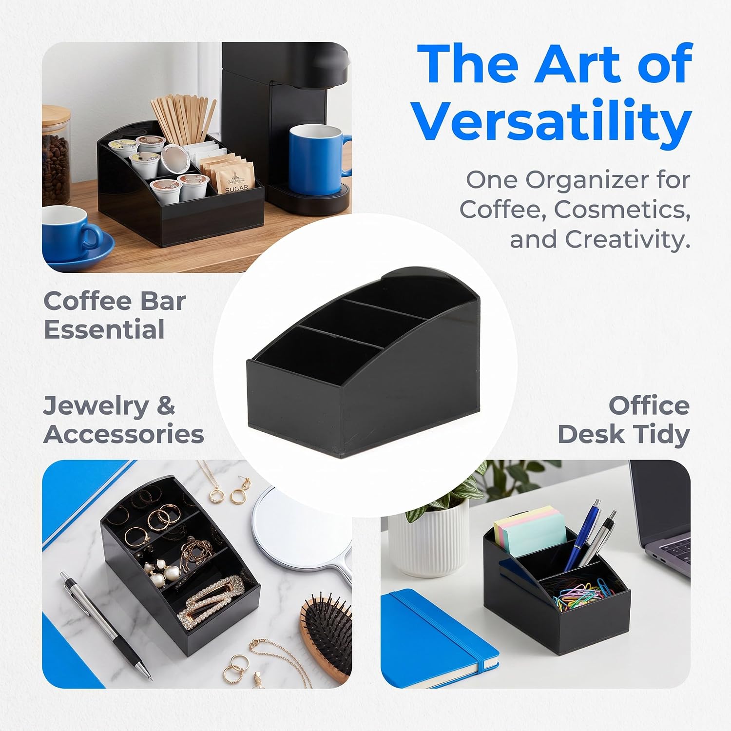 Acrylic Sugar Holder for Coffee Bar,Tea Bag & Sugar Packet Organizer(Black) | Elegant Acrylic Sugar Packet Holder for Coffee Bar: Desktop Decor for Home,Hotel,or Cafe use.