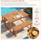 Tangkula Acacia Wood Outdoor Bench Backless, 2-Person Wood Patio Bench with Slatted Seat, Outdoor Backless Dining Bench for Backyard, Poolside, Porch (43.5")