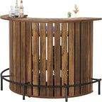 Tribesigns Bar Table with Storage, 4-Tier Arc-Shaped Mini Bar Table with Footrest for Home, Living Room, Rustic Brown (Table Only)