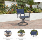 Signature Design By Ashley Point Bonita Swivel Outdoor Chair, 360-Degree Motion, Aluminum Frame with Padded Sling Seat for Patio Or Porch, All-Weather Gray/Blue, Set of 2