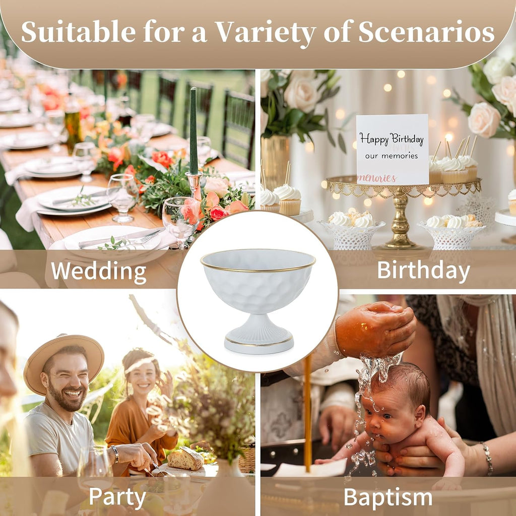 Sziqiqi Urn Vases for Wedding Centrepiece: 6.1in White Metal Urn Vases Set of 10 Bulk Compote Vase for Wedding Decorations - Flower Arrangements Table Vase Plant Bowl for Wedding Party Event