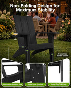 MXIMU Adirondack Chairs Set of 4 Outdoor: 450lb Capacity&33in Tall Backrest Oversized Modern Adirondack Chairs - Comfortable All-Weather Fire Pit Chair - Easy Assembly True Wood Grain Lawn Chair
