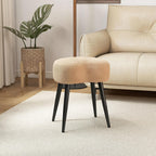 Teddy Velvet Vanity Stool, Upholstered Makeup Chair with Sturdy Metal Legs, Soft Padded Ottoman Footrest, Modern Accent Stool for Bedroom, Living Room, Entryway (Camel, 17.7in H)
