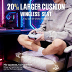 Dowinx Gaming Chair with Pocket Spring Cushion, Massage Lumbar Pillow & Footrest, Wide Seat with Padded Armrests, Breathable Fabric, Reclining Computer Chair for Home Office-Beige