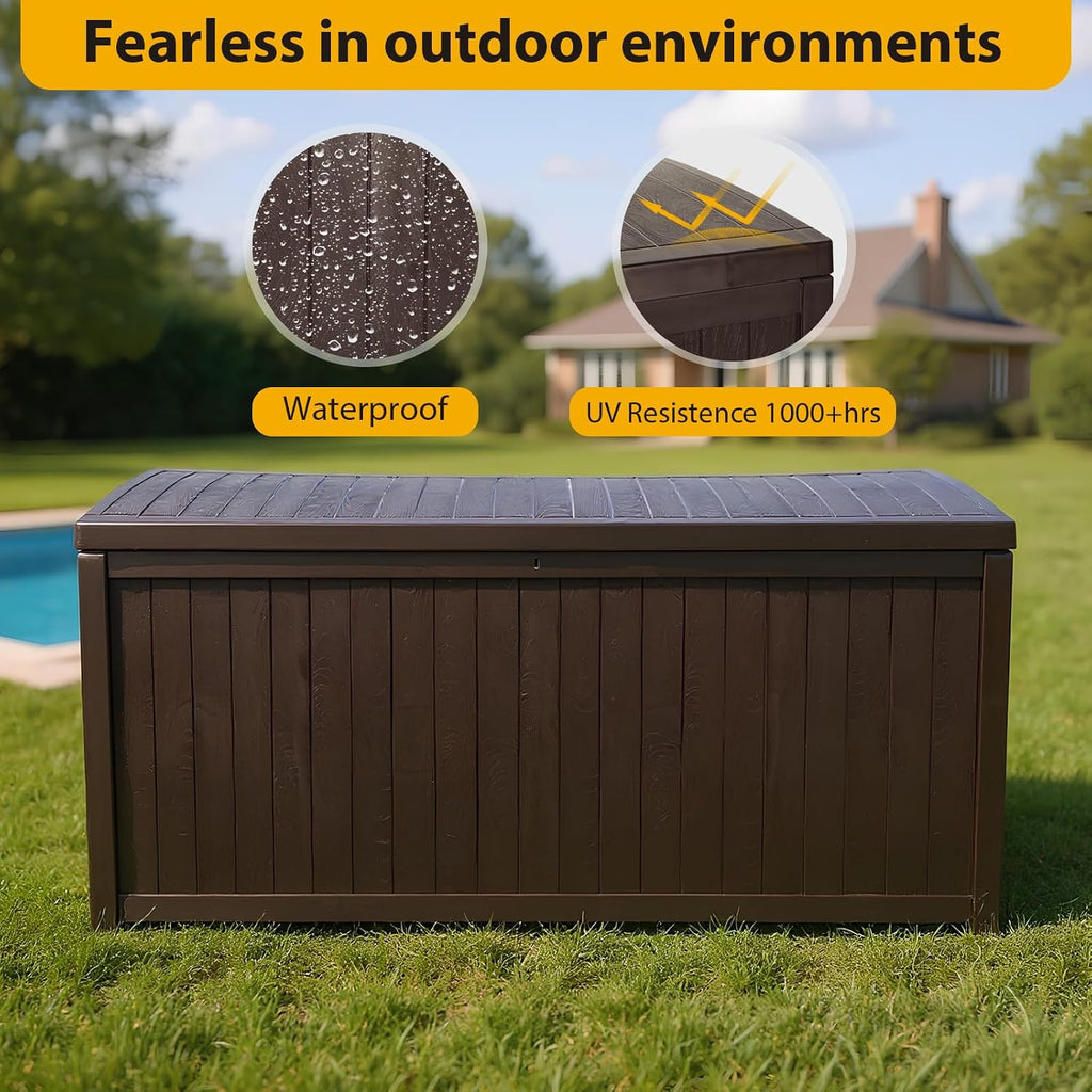 Large Storage Bench Lockable Outside Storage Box Container Waterproof for Furniture Outdoor Cushions Garden Pool Tools