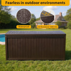 Large Lockable Waterproof Outdoor Storage Bench, Patio Storage Box Container for Furniture Cushions, Garden Pool Yard Tools Organization