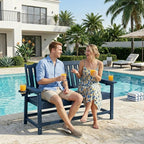 WACASA 48" Outdoor Bench, HDPE Weatherproof Porch Bench, 2-Person Garden Benches with 660 Lbs, Waterproof Patio Benches for Outside Balcony Deck Backyard, Blue