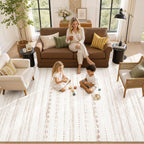 Nakagishi Area Rug Living Room Rugs: 5x7 Large Soft Machine Washable Boho Moroccan FarmNeutral Stain Resistant Indoor Floor Carpet for Bedroom Under Dining Table Home Office Decor-Cream Brown