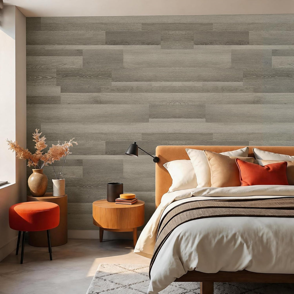 Peel and Stick Wall Panels, Easy Self Adhesive Vinyl Tiles Wall Planks, Farmhouse Wood Grain Shiplap for Kitchen Bedroom Interior WallDecor (12 pcs/18.1 Sq Ft/Box) (Oak White)