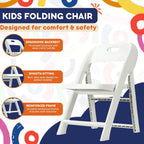 Giggle & Play 2 Pack of Kids Folding Chair with Backrest - Lightweight, Portable Toddler Chair for Indoor, Outdoor, Playroom & Classroom (White)